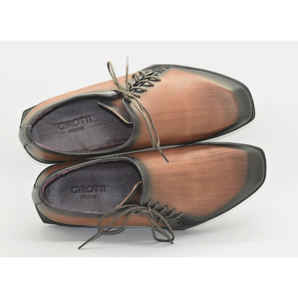 C0 Auth GIROTTI Brown/Black 2-Tone Leather Side Lace Up Oxford Shoes Size IT 39 main image 5